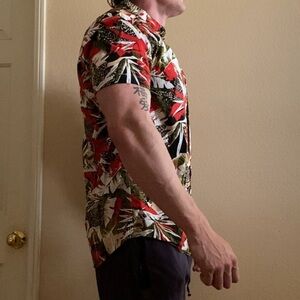 RSQ floral button up y2k collared formal skater punk dress shirt shortsleeve top